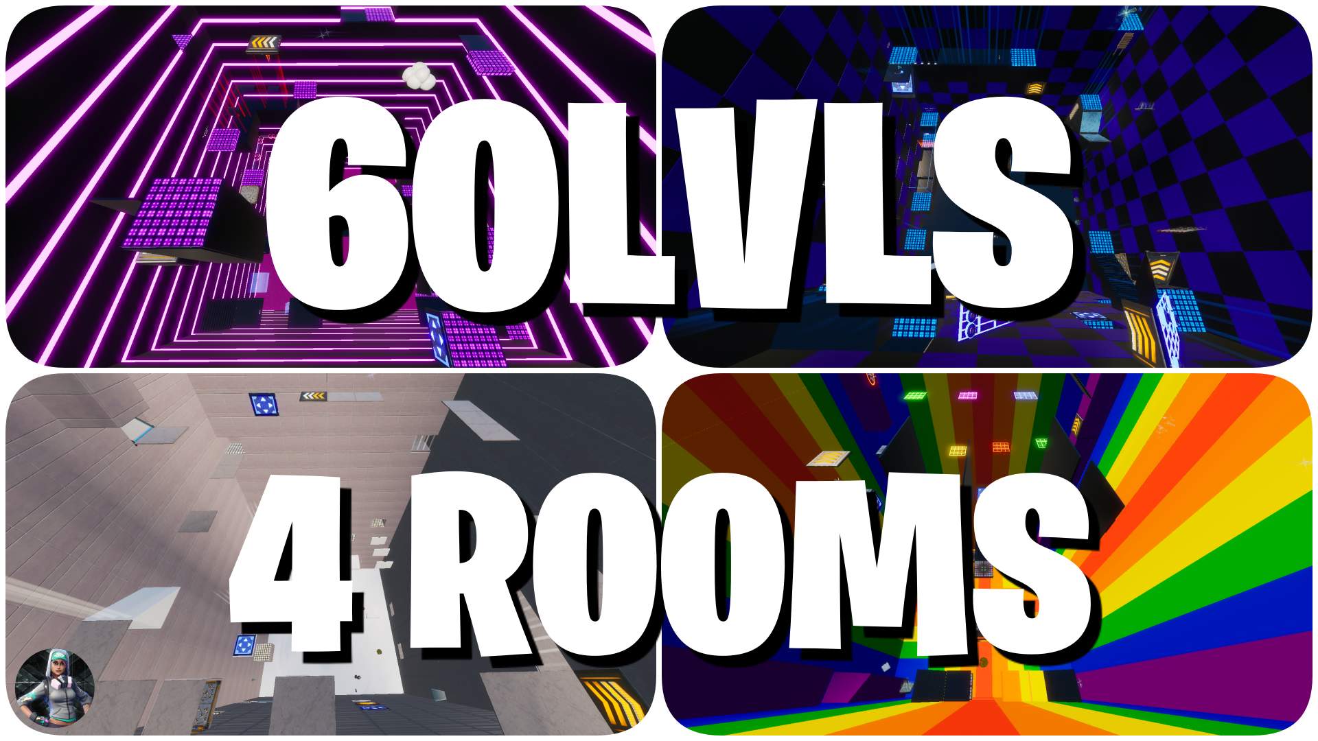 60lvls In 4 Rooms Easy Medium Deathrun Fortnite Creative Map
